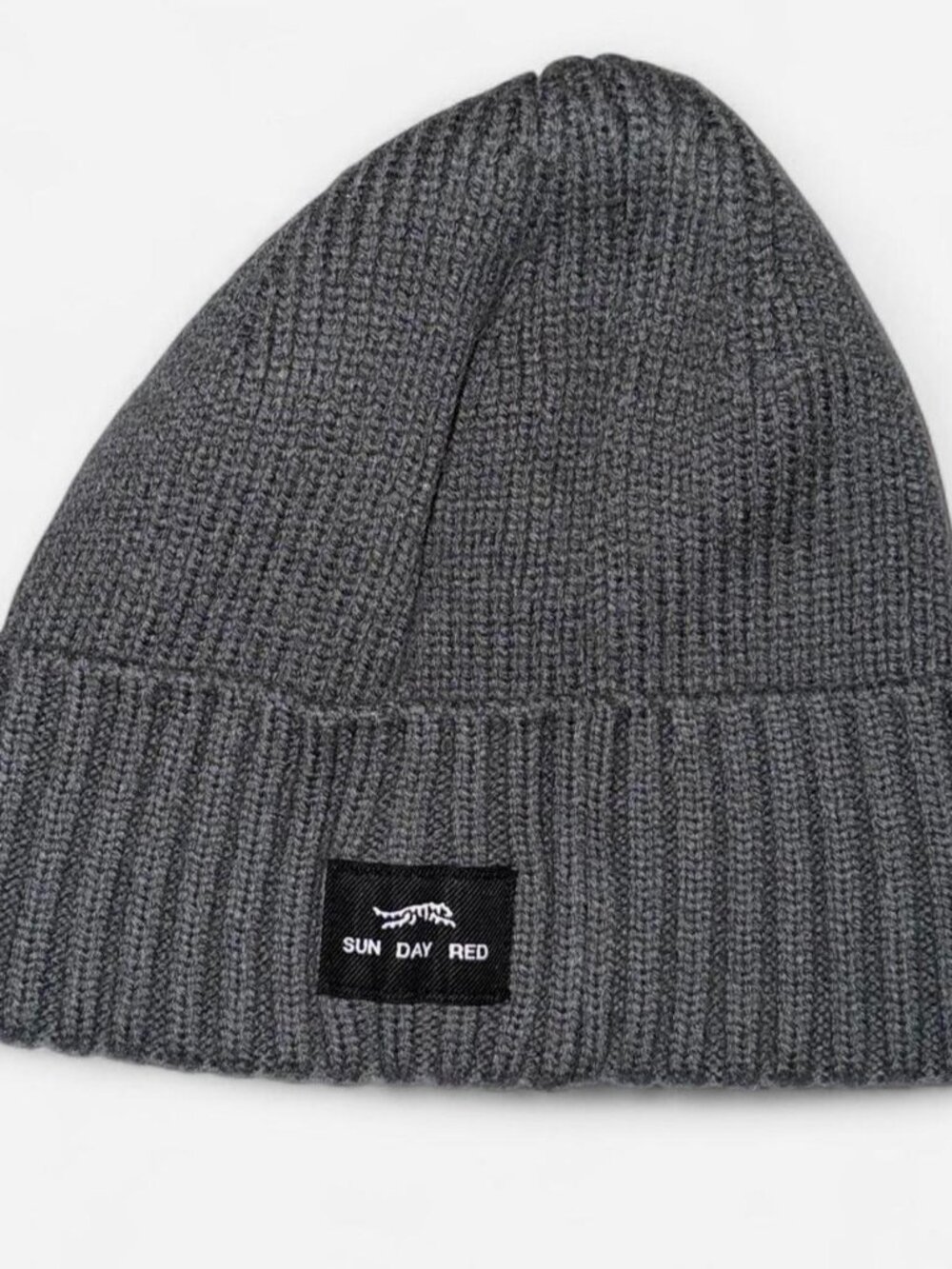Sun Day Red gray ribbed knit beanie